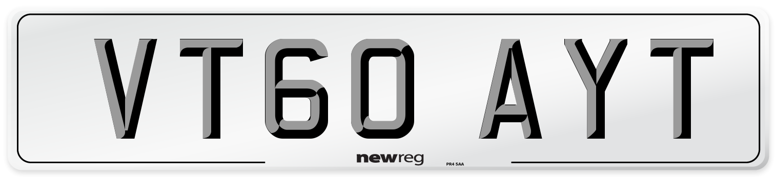 VT60 AYT Number Plate from New Reg